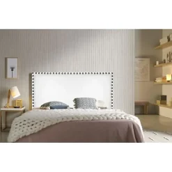 Eccox Tête de lit - - Lily - Similicuir blanc - 130 cm - Design moderne et élégant