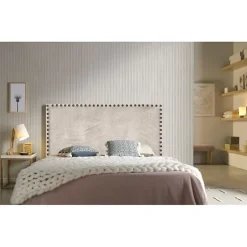 Eccox Tête de lit - - Lily - Tissu beige - Anti-taches - 100 cm de largeur
