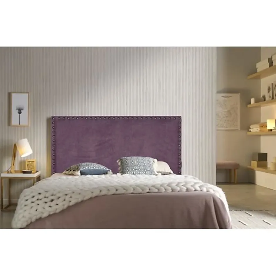 Eccox Tête de lit - - Lirio 145 - Tissu antitache - Violet - Hauteur 120 cm New