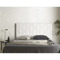 Eccox Tête de lit - - Rubi - Similicuir - 154x115x8 cm - Blanc cassé - Aquaclean
