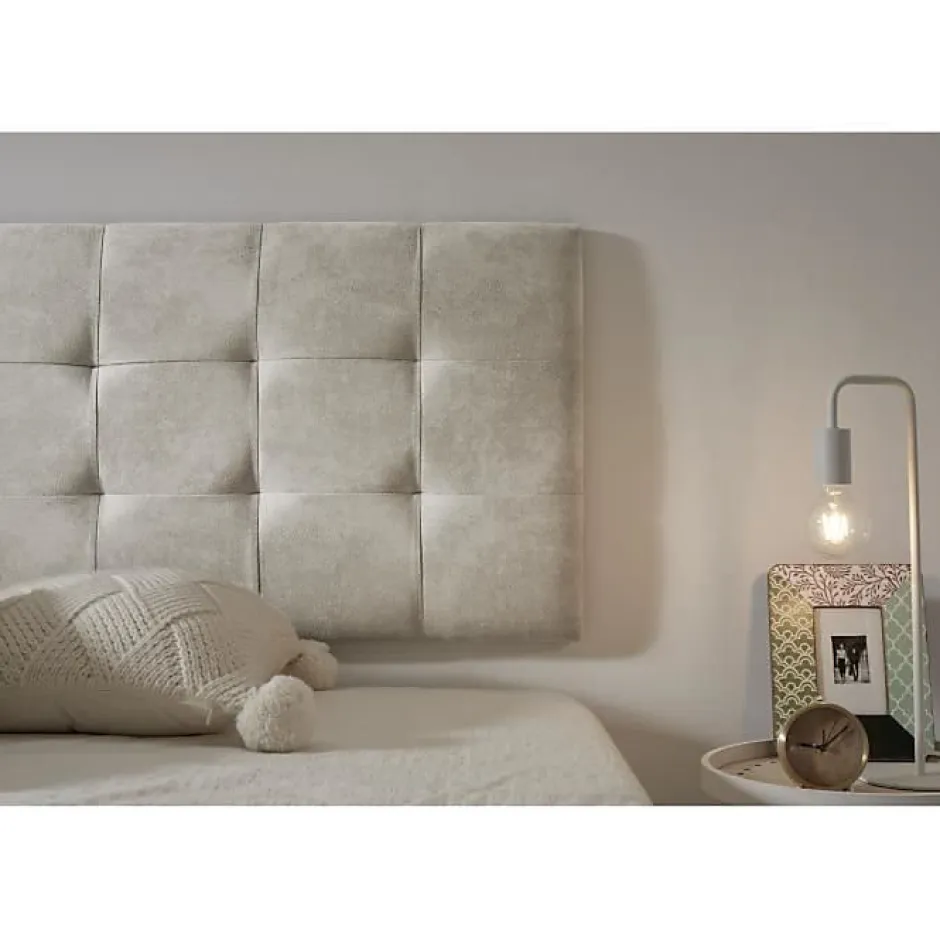 Eccox Tête de lit - - 112x57cm - Tissu Anti-Tache - Design Contemporain - Effet Granit Blanc Casse Sale