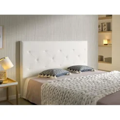 Eccox Tête de lit - - Zafiro - Similicuir - Blanc - 115x115x8 cm
