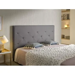 Eccox Tête de lit - - Zafiro - Similicuir - Gris - 160 cm - Aquaclean