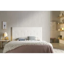 Eccox Tête de lit - - Zafiro - Similicuir blanc - 115x115x8 cm - Aquaclean antitache