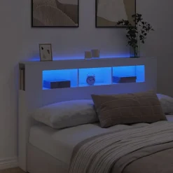 Vidaxl Tête de lit à LED blanc 160x18,5x103,5 cm bois d'ingénierie
