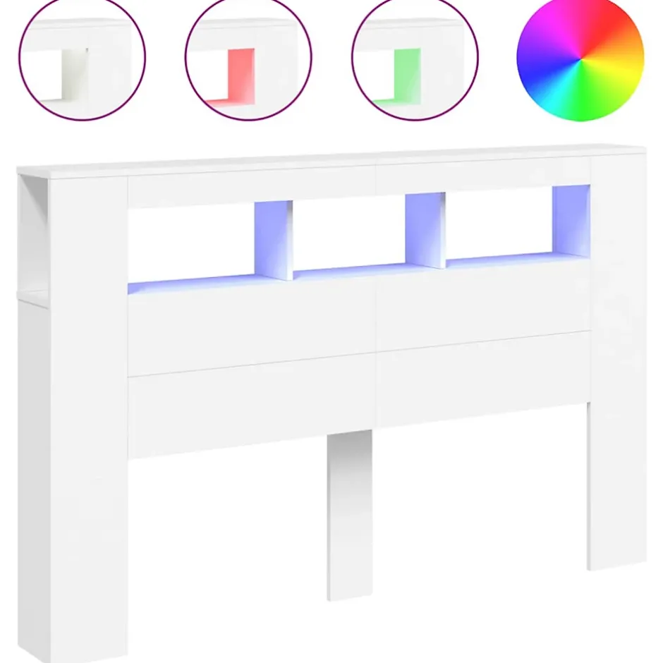 Vidaxl Tête de lit à LED blanc 160x18,5x103,5 cm bois d'ingénierie