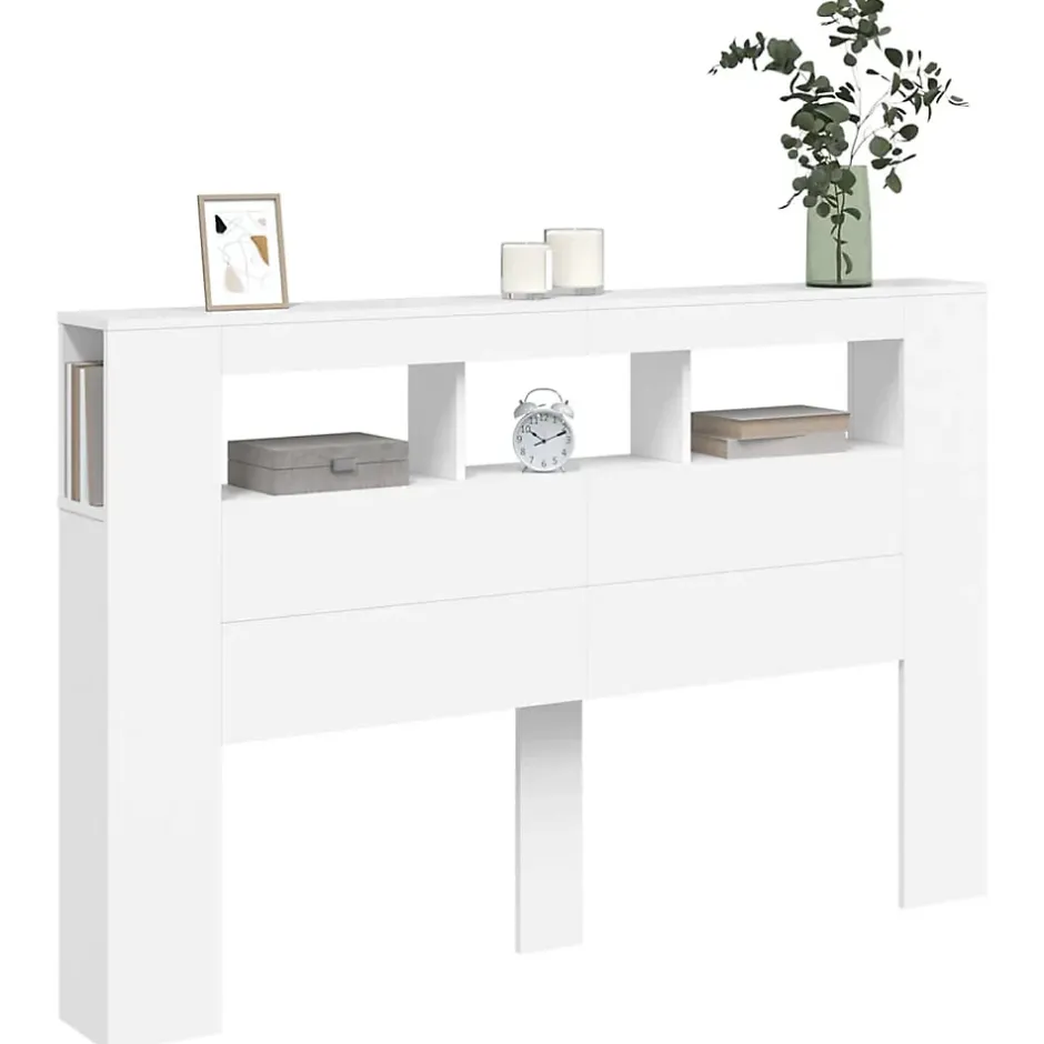 Vidaxl Tête de lit à LED blanc 160x18,5x103,5 cm bois d'ingénierie