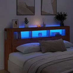 Vidaxl Tête de lit à LED chêne artisanal 200x18,5x103,5 cm