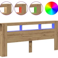 Vidaxl Tête de lit à LED chêne artisanal 220x18,5x103,5 cm Outlet