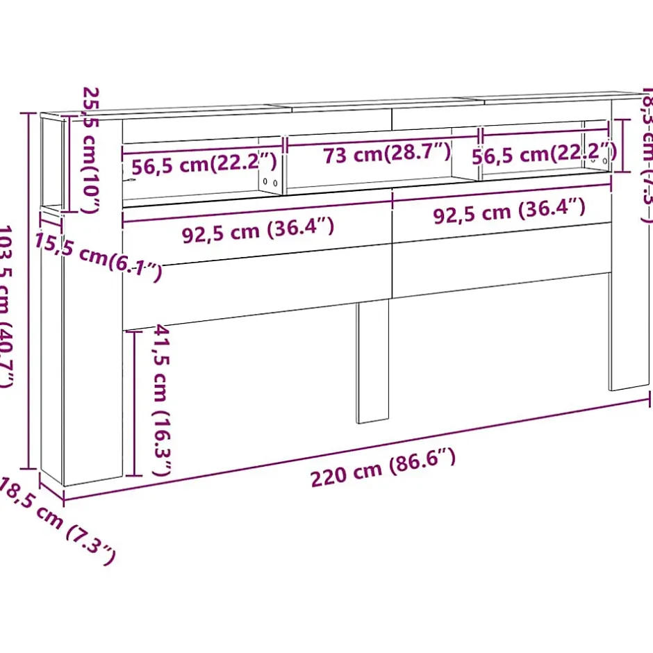 Vidaxl Tête de lit à LED chêne artisanal 220x18,5x103,5 cm Outlet
