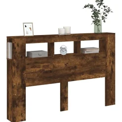 Vidaxl Tête de lit à LED chêne fumé 160x18,5x103,5cm bois d'ingénierie Online