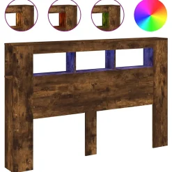Vidaxl Tête de lit à LED chêne fumé 160x18,5x103,5cm bois d'ingénierie Online