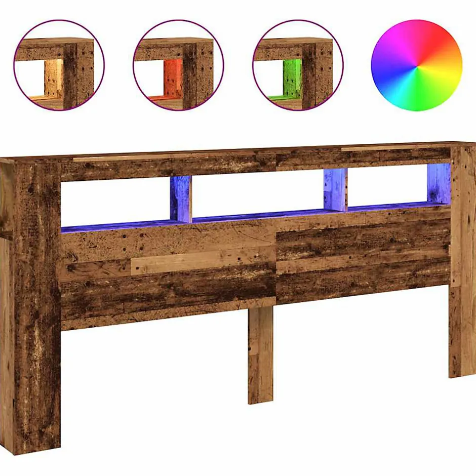 Vidaxl Tête de lit à LED vieux bois 220x18,5x103,5cm bois d'ingénierie