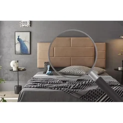 Eccox Tête de lit 120 Mur Brique Tissu Anti-Tache 152x57x5cm Camel Clair. New