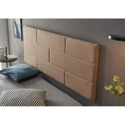 Eccox Tête de lit 120 Mur Brique Tissu Anti-Tache 152x57x5cm Camel Clair. New