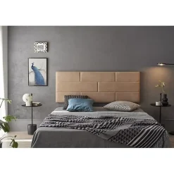 Eccox Tête de lit 80 Mur de Briques Tissu Anti-Tache 112x57x5cm Camel Clair. Hot