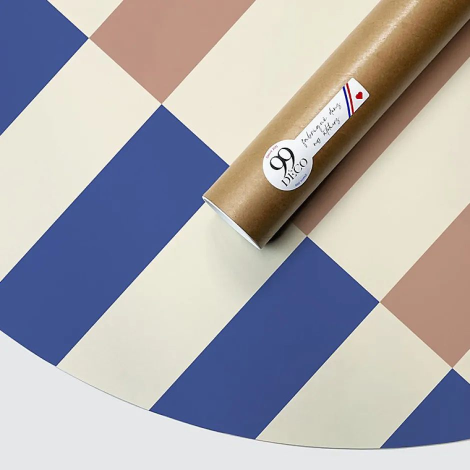 99Deco Tête de lit - Rythmo - intissé 225g/m² - pré-encollé - Bleu - 110x160cm