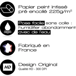 99Deco Tête de lit - Rythmo - intissé 225g/m² - pré-encollé - Orange - 110x140cm