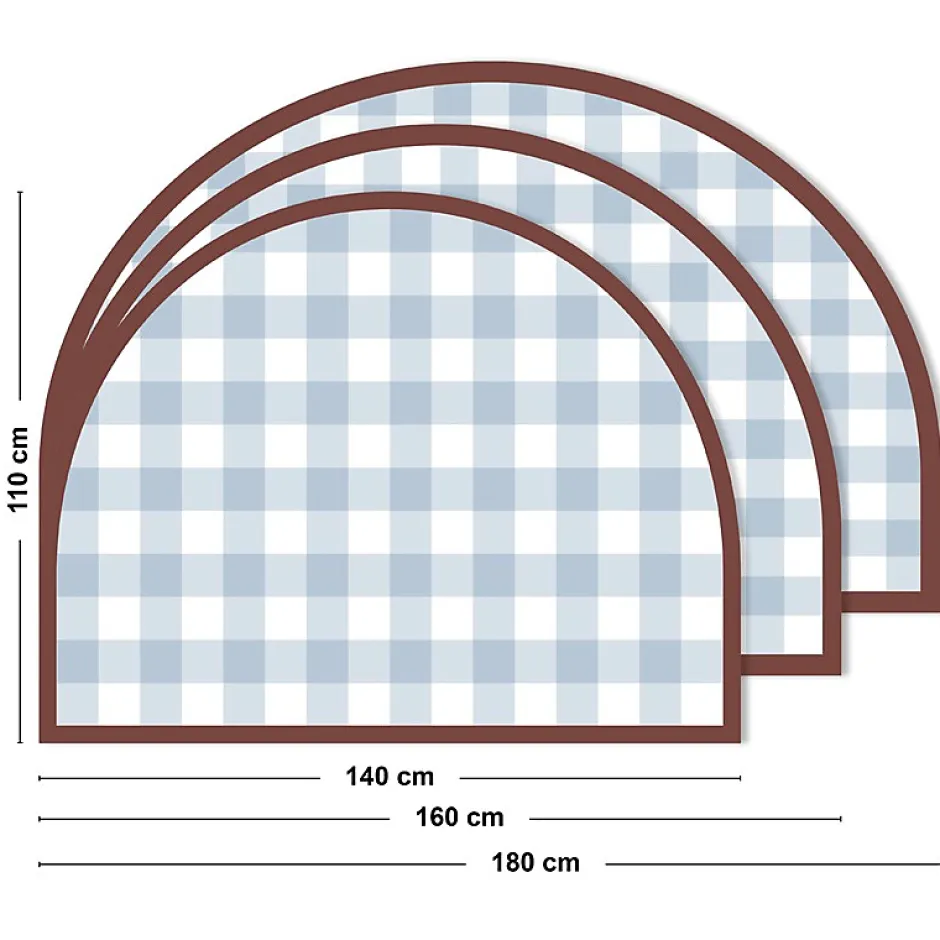 99Deco Tête de lit - Vichy - intissé 225g/m² - pré-encollé - Bleu - 110x160cm New