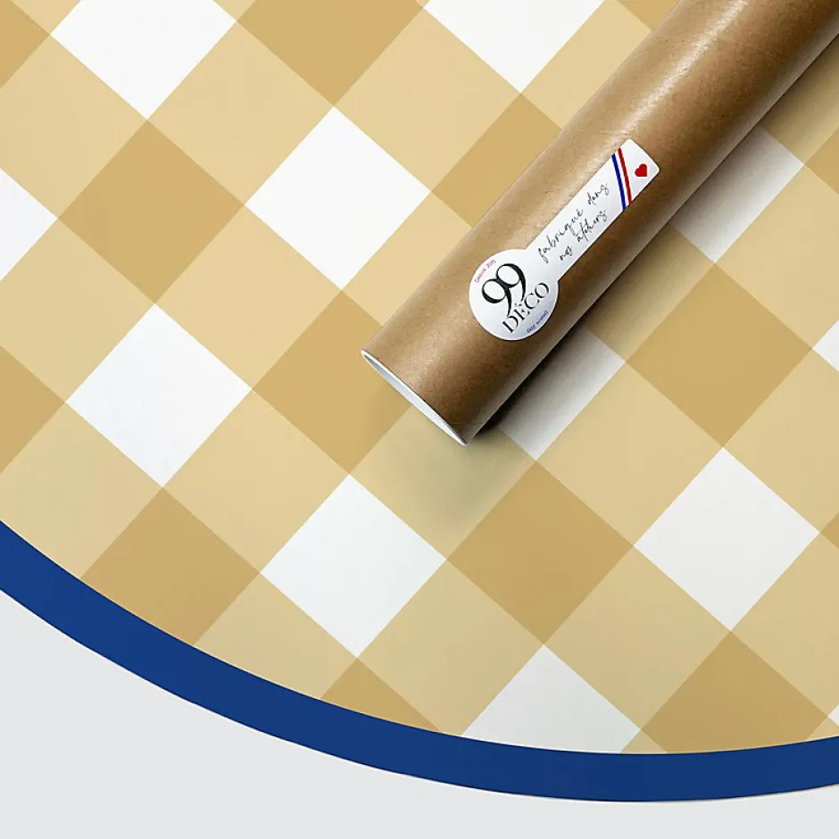 99Deco Tête de lit - Vichy - intissé 225g/m² - pré-encollé - Jaune - 110x180cm