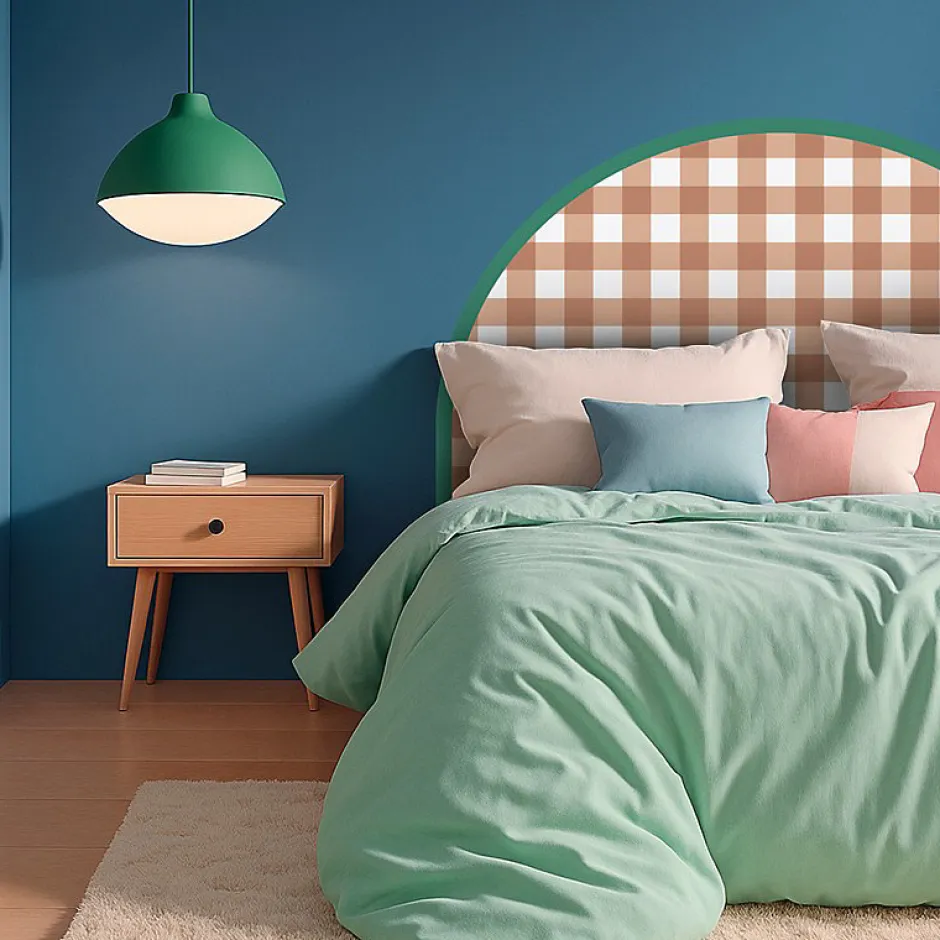 99Deco Tête de lit - Vichy - intissé 225g/m² - pré-encollé - Rouge - 110x180cm Best