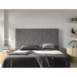 Eccox Tête de lit Agata en similicuir gris pour lit 120 154x115x8. Discount