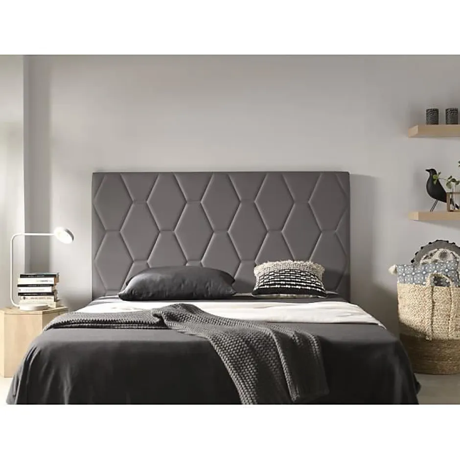 Eccox Tête de lit Agata en similicuir gris pour lit 120 154x115x8. Discount