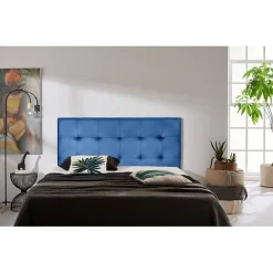Eccox Tête de lit Aster en similicuir bleu 90