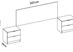 Pegane Tête de lit avec 2 tables de chevet coloris imitation lamelles, blanc - longueur 256 x profondeur 34 x hauteur 106 cm Discount