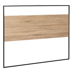 IDMarket Tête de lit avec fixations murales DETROIT 145 cm bois et métal noir design industriel Sale