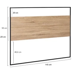 IDMarket Tête de lit avec fixations murales DETROIT 145 cm bois et métal noir design industriel Sale