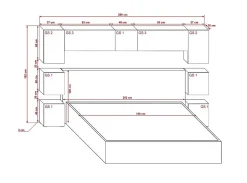 Azura Home Design Tête de lit avec rangement Armoire - pont de lit PANAMA 13/HG/W/2-1C blanc/blanc brillant 280x182x35cm Online
