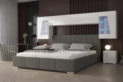 Azura Home Design Tête de lit avec rangement Armoire - pont de lit PANAMA 11HG/W/2-1C blanc/blanc brillant 306x173x35cm