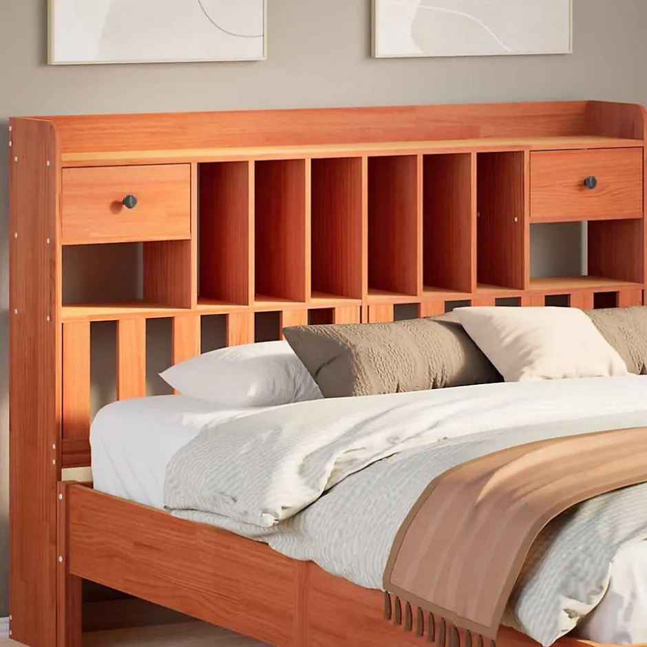 Vidaxl Tête de lit avec rangement cire marron 160cm bois massif de pin