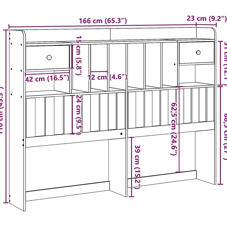Vidaxl Tête de lit avec rangement cire marron 160cm bois massif de pin