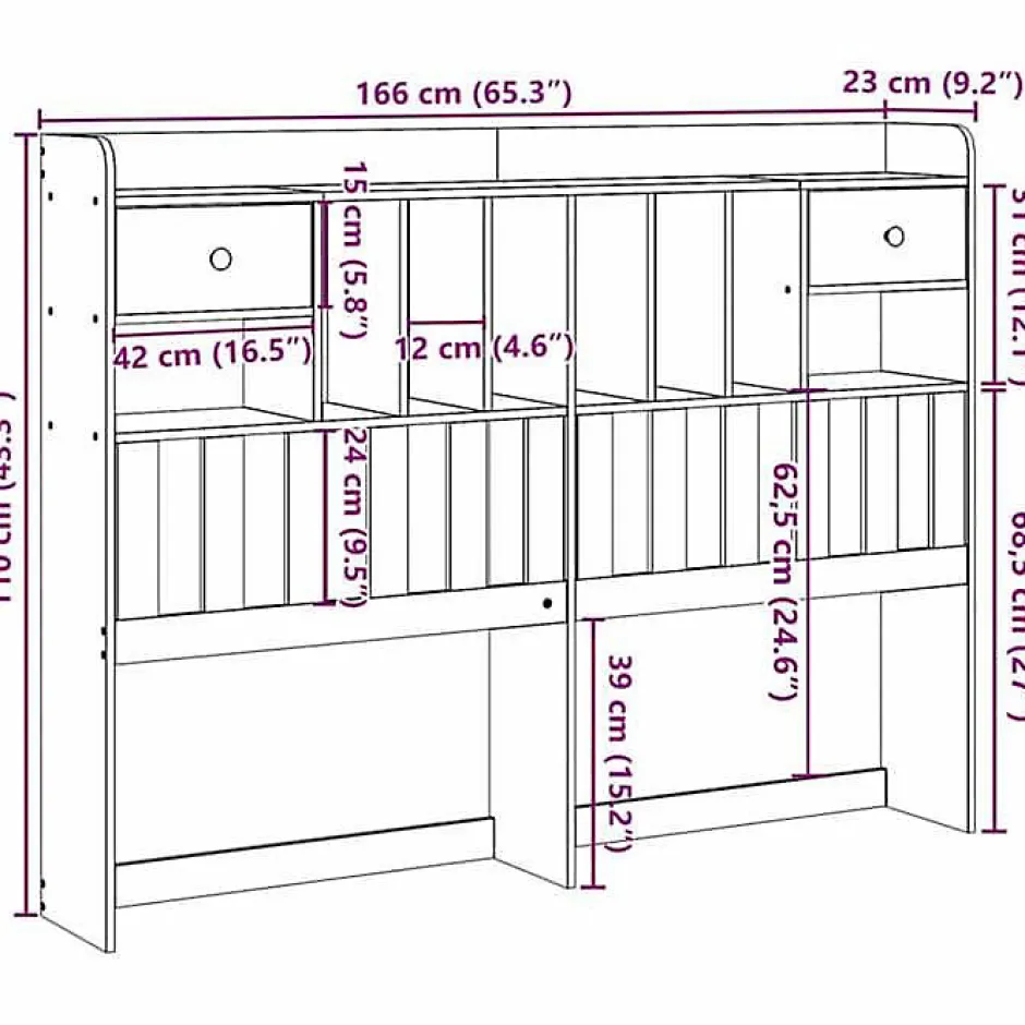 Vidaxl Tête de lit avec rangement cire marron 160cm bois massif de pin
