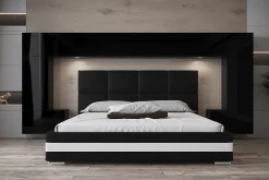 Azura Home Design Tête de lit avec rangement Armoire - pont de lit PANAMA 6/21B/HG1-1C noir/noir brillant 300x167x35cm