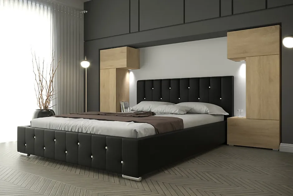 Azura Home Design Tête de lit avec rangement Armoire - pont de lit PANAMA 3/21S/M5 chêne sonoma 282-322x159x35cm