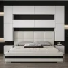 Azura Home Design Tête de lit avec rangement Armoire - pont de lit PANAMA 4/M/W/3-1A blanc 256x223x35cm