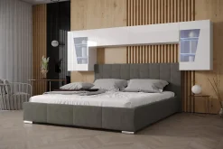 Azura Home Design Tête de lit avec rangement Armoire - pont de lit PANAMA 9HG/W/2-1B blanc/blanc brillant 266x91x35cm