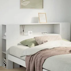 Vidaxl Tête de lit avec rangement blanc 160 cm bois massif de pin Outlet