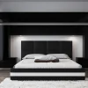 Azura Home Design Tête de lit avec rangement Armoire - pont de lit PANAMA 5/HG/B/1-1C noir/noir brillant 300x214x35cm