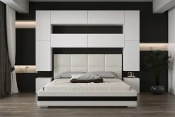 Azura Home Design Tête de lit avec rangement Armoire - pont de lit PANAMA 4/M/W/3-1B blanc 240x223x35cm