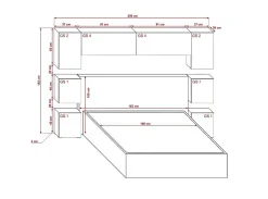 Azura Home Design Tête de lit avec rangement Armoire - pont de lit PANAMA 13/HG/W/1-1A blanc/blanc brillant 256x182x35cm