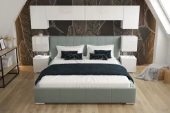 Azura Home Design Tête de lit avec rangement Armoire - pont de lit PANAMA 13/HG/W/1-1A blanc/blanc brillant 256x182x35cm