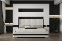 Azura Home Design Tête de lit avec rangement Armoire - pont de lit PANAMA 4/M/W/3-1C blanc 280x223x35cm Best