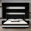 Azura Home Design Tête de lit avec rangement Armoire - pont de lit PANAMA 4/HG/B/1-1C noir/noir brillant 280x223x35cm