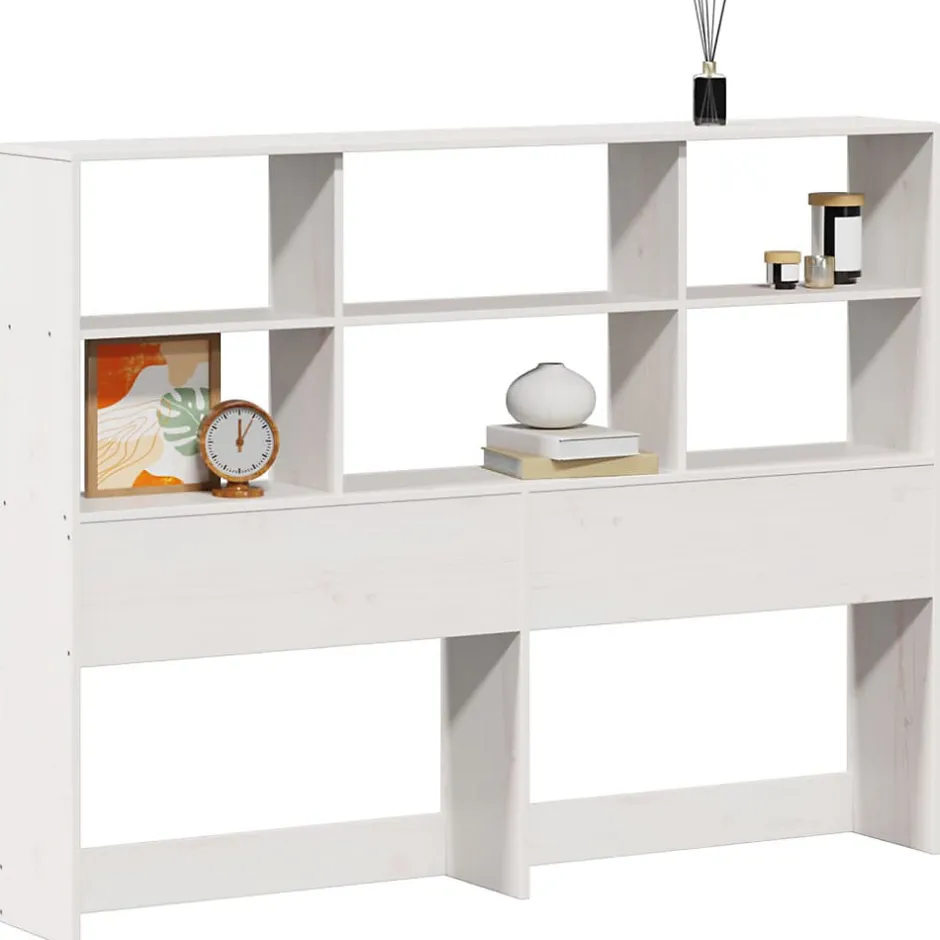 Vidaxl Tête de lit avec rangement blanc 140 cm bois massif de pin