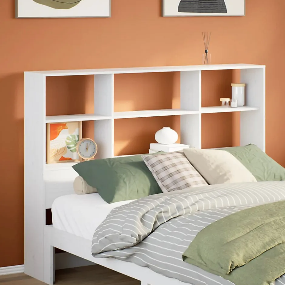 Vidaxl Tête de lit avec rangement blanc 140 cm bois massif de pin