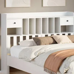 Vidaxl Tête de lit avec rangement blanc 150 cm bois massif de pin